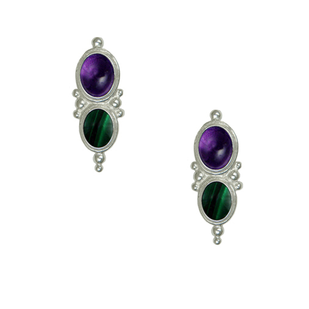 Sterling Silver Drop Dangle Earrings With Amethyst